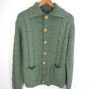 Vtg Puritan Sportwear Cardigan Sweater Men's Large Heathered Green Grandpacore